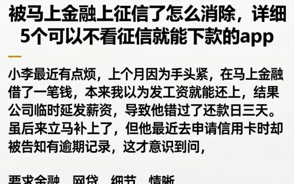 被马上金融上征信了怎么消除,详尽说明5个可以不看征信就能下款的app