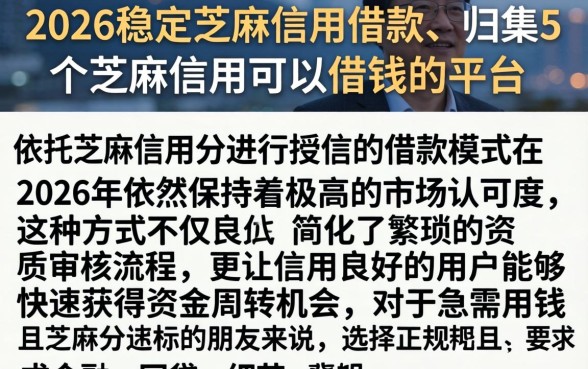 2026稳定芝麻信用借款，归集5个芝麻信用可以借钱的平台
