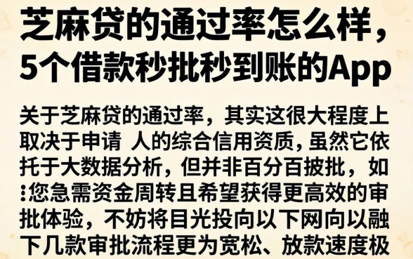 芝麻贷的通过率怎么样，条列5个借款秒批秒到账的app