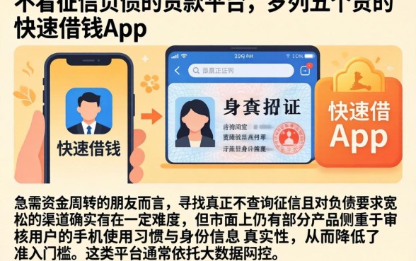 不看征信负债的贷款平台，罗列五个手机和身份证快速借钱app