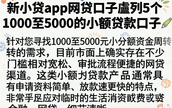 新小贷app网贷口子,胪列5个1000至5000的小额贷款口子