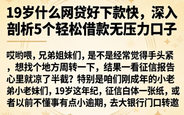 19岁什么网贷好下款快，深入剖析5个轻松借款无压力口子