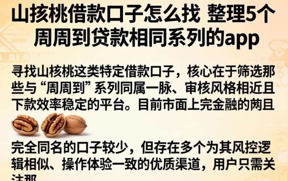 山核桃借款口子怎么找，整理5个周周到贷款相同系列的app