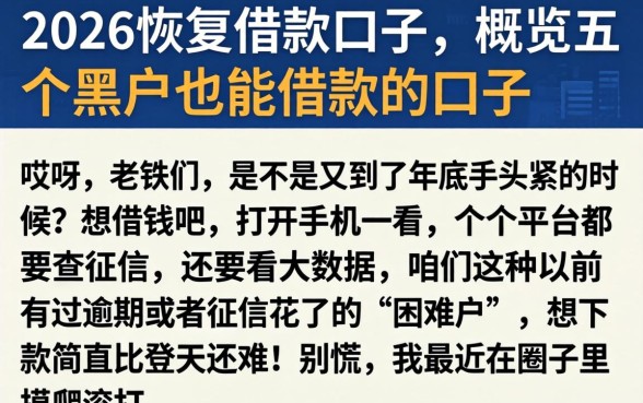 2026恢复借款口子,概览五个黑户也能借款的口子