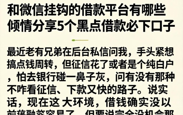 和微信挂钩的借款平台有哪些,倾情分享5个黑户借款必下口子