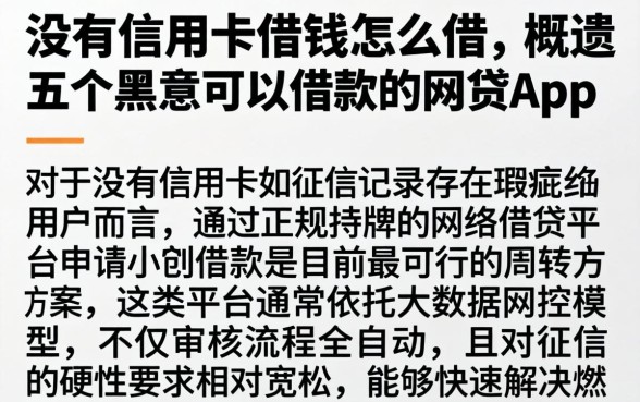 没有信用卡借钱怎么借,概览五个黑户可以借款的网贷app