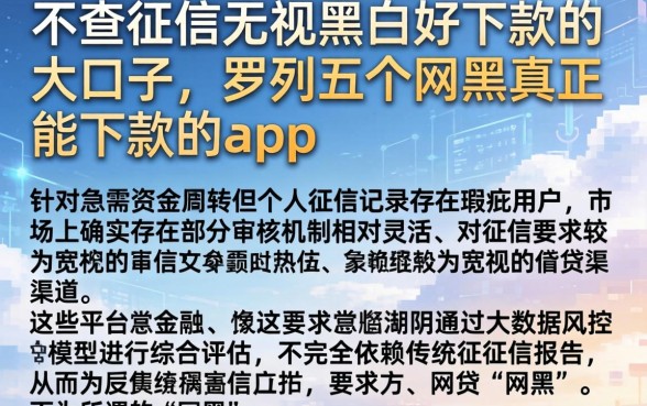 不查征信无视黑白好下款的大口子，罗列五个网黑真正能下款的app