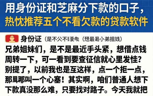 用身份证和芝麻分下款的口子,热忱推荐五个不看欠款的贷款软件