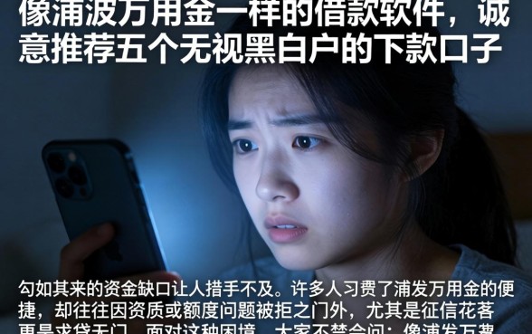 像浦发万用金一样的借款软件，诚意推荐五个无视黑白户的下款口子