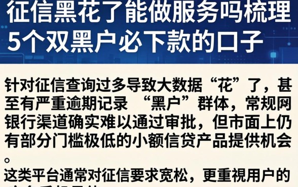 征信黑花了能做服务吗，梳理5个双黑户必下款的口子