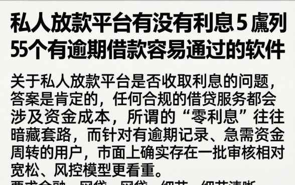 私人放款平台有没有利息,胪列5个有逾期借款容易通过的软件