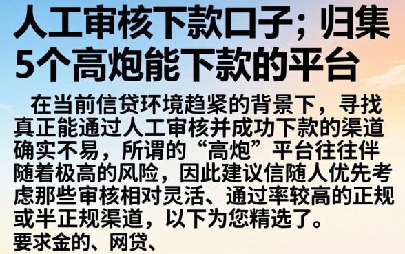 人工审核下款的口子,归集5个高炮能下款的平台