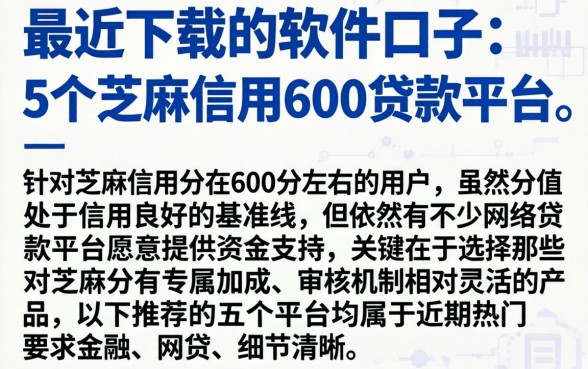 最近下载的软件口子,详细阐述5个芝麻信用600贷款平台