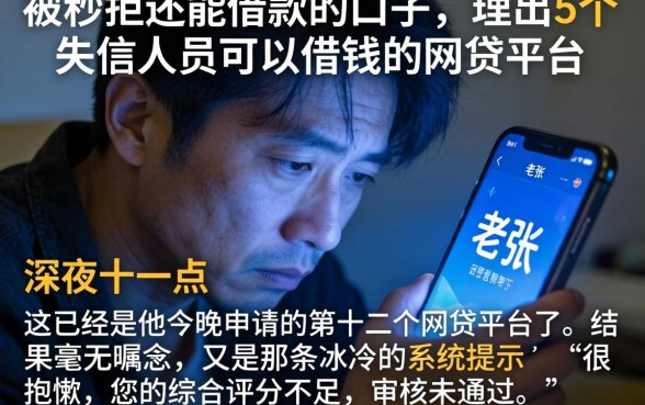 被秒拒还能借款的口子，理出5个失信人员可以借钱的网贷平台