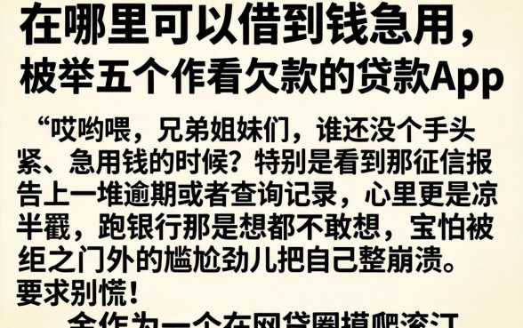 在哪里可以借到钱急用，枚举五个不看欠款的贷款app