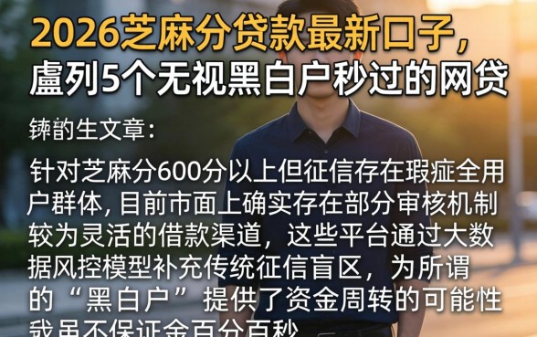 2026芝麻分贷款最新口子，胪列5个无视黑白户秒过的网贷
