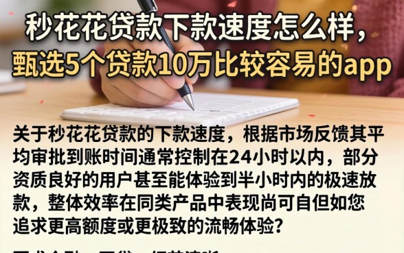 秒花花贷款下款速度怎么样，甄选5个贷款10万比较容易的app