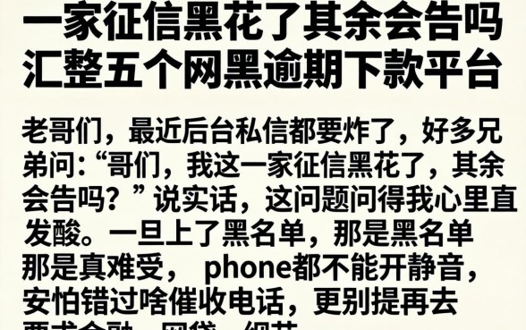 一家征信黑花了其余会告吗,汇整五个网黑逾期下款平台