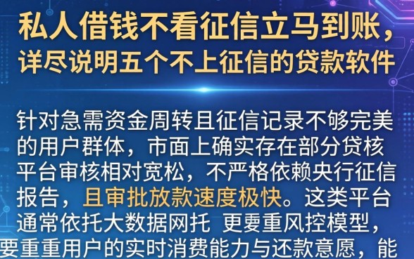 私人借钱不看征信立马到账，详尽说明五个不上征信的贷款软件