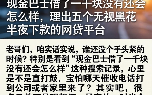 现金巴士借了一千块没有还会怎么样,理出五个无视黑花半夜下款的网贷平台