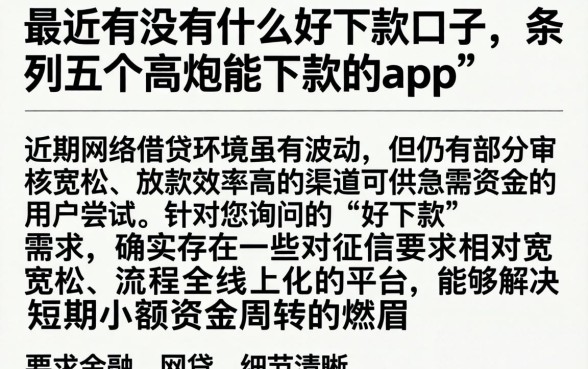 最近有没有什么好下款的口子,条列五个高炮能下款的app