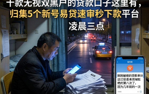 十款无视双黑户的贷款口子这里有，归集5个新号易贷速审秒下款平台
