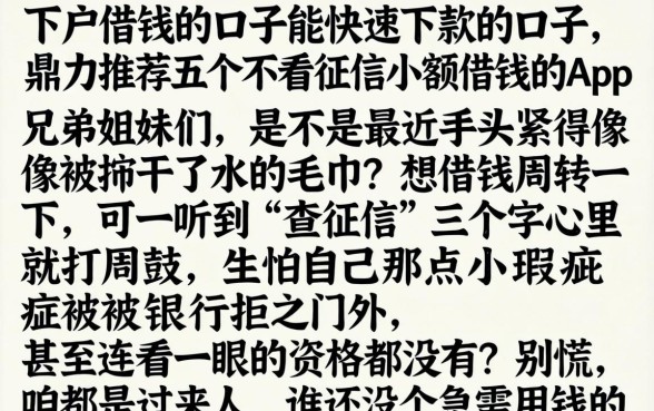 下户借钱的口子能快速下款的口子,鼎力推荐五个不看征信小额借钱的app