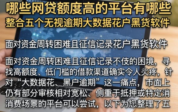 哪些网贷额度高的平台有哪些，整合五个无视逾期大数据花户黑户软件