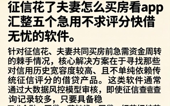 征信花了夫妻怎么买房看app，汇整五个急用不求评分快借无忧的软件