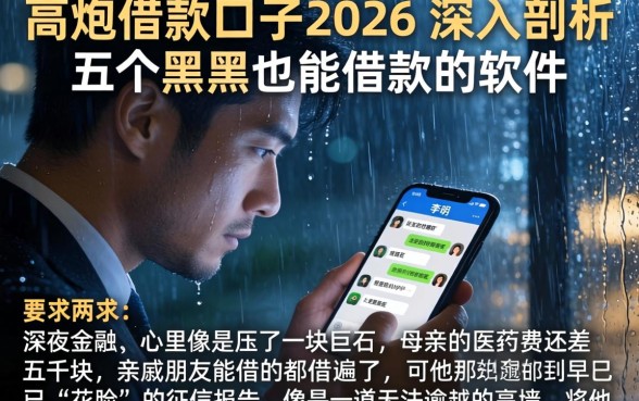 高炮借款口子2026，深入剖析五个黑户也能借款的软件