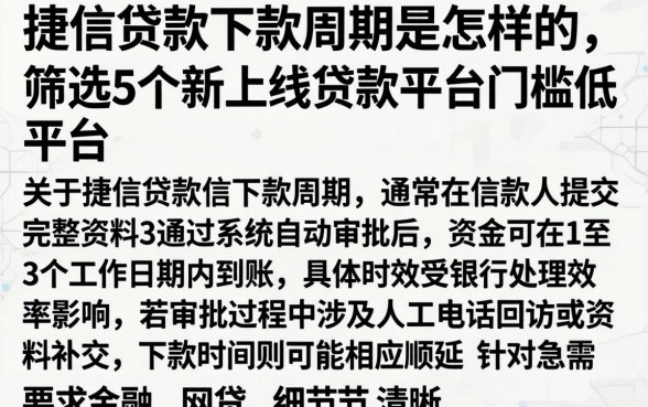 捷信贷款下款周期是怎样的，筛选5个新上线贷款平台门槛低平台