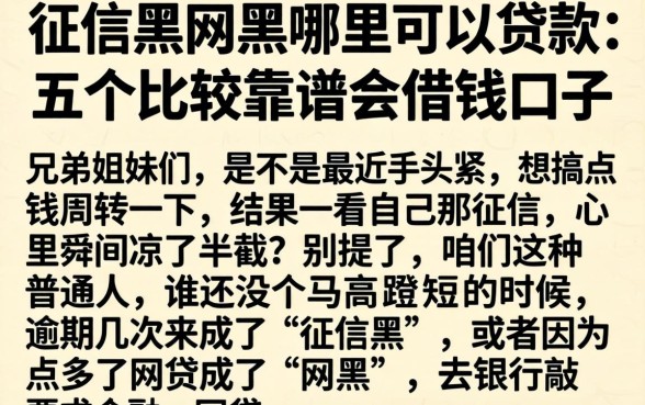 征信黑网黑哪里可以贷款,细致阐述五个比较靠谱的借钱口子