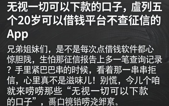 无视一切可以下款的口子,胪列五个20岁可以借钱平台不查征信的app