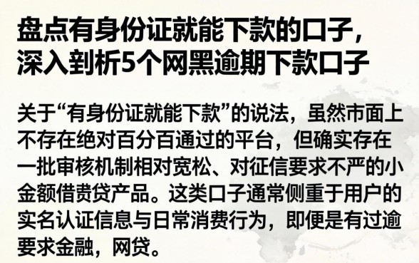 盘点有身份证就能下款的口子，深入剖析5个网黑逾期下款口子