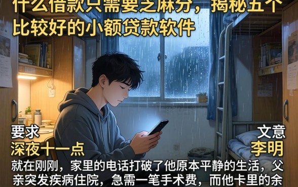 什么借款只需要芝麻分，揭秘五个比较好的小额贷款软件