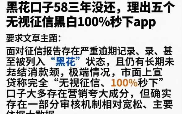 黑花口子58三年没还,理出五个无视征信黑白100%秒下app