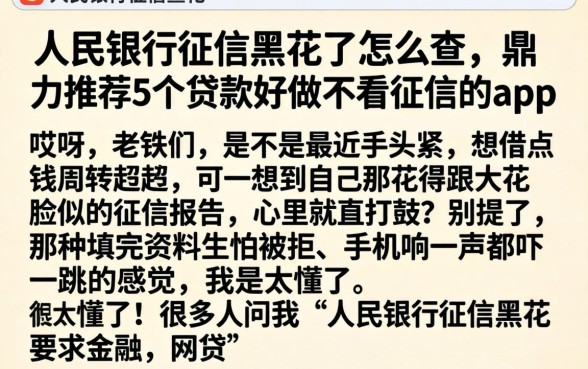 人民银行征信黑花了怎么查，鼎力推荐5个贷款好做不看征信的app