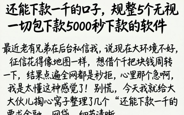 还能下款一千的口子，规整5个无视一切包下款5000秒下款的软件