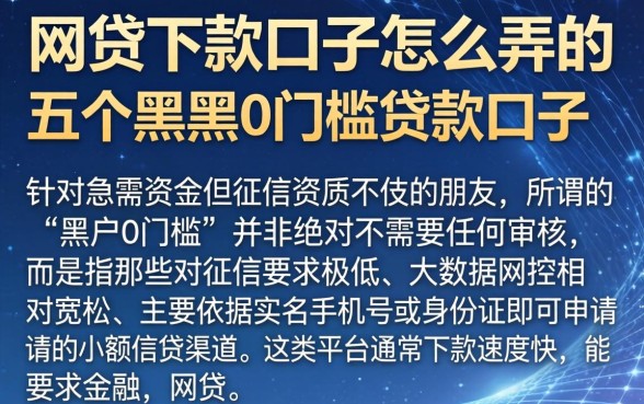 网贷下款口子怎么弄的,概括五个黑户0门槛贷款口子