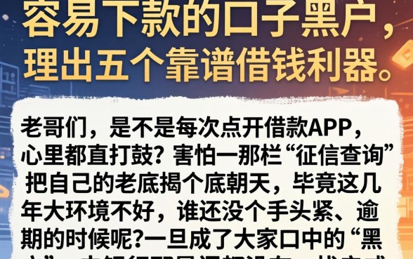 容易下款的口子黑户，理出五个靠谱借钱利器