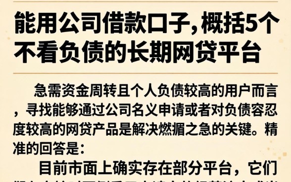 能用公司借款的口子，概括5个不看负债的长期网贷平台
