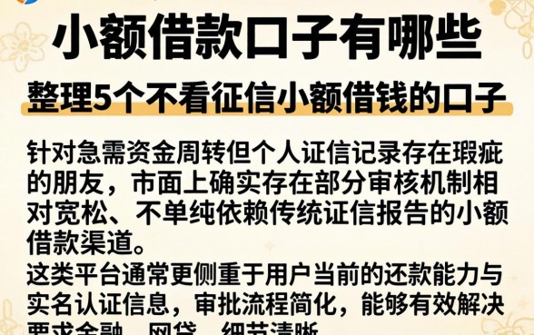 小额借款口子有哪些内容，整理5个不看征信小额借钱的口子