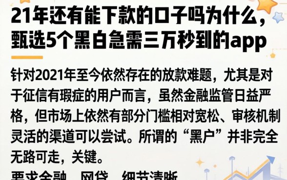 21年还有能下款的口子吗为什么,甄选5个黑户急需三万秒到的的app