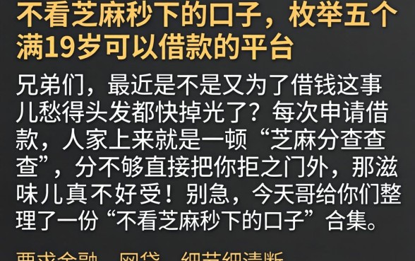 不看芝麻秒下的口子,枚举五个满19岁可以借款的平台