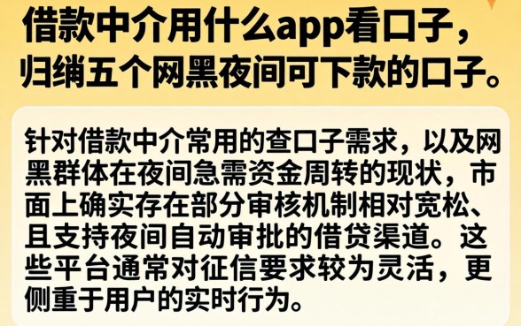 借款中介用什么app看口子，归纳五个网黑夜间可下款的口子