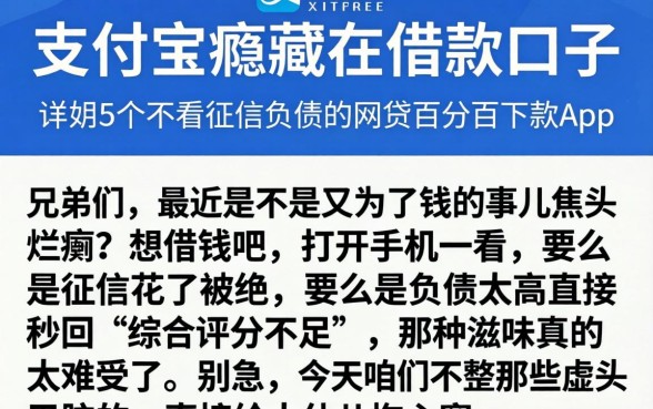 支付宝瘾藏的借款口子,详尽说明5个不看征信负债的网贷百分百下款app