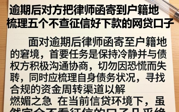 逾期后对方把律师函寄到户籍地，梳理五个不查征信好下款的网贷口子