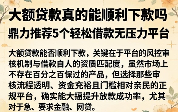 大额贷款真的能顺利下款吗，鼎力推荐5个轻松借款无压力平台