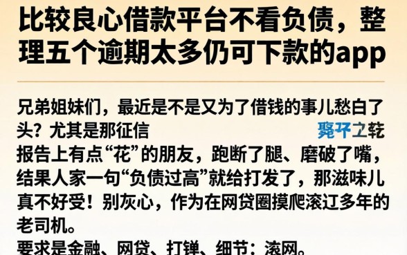 比较良心借款平台不看负债,整理五个逾期太多仍可下款的app
