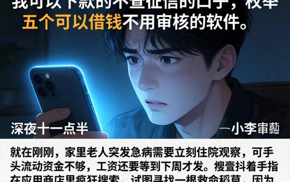我可以下款的不查征信的口子，枚举五个可以借钱不用审核的软件